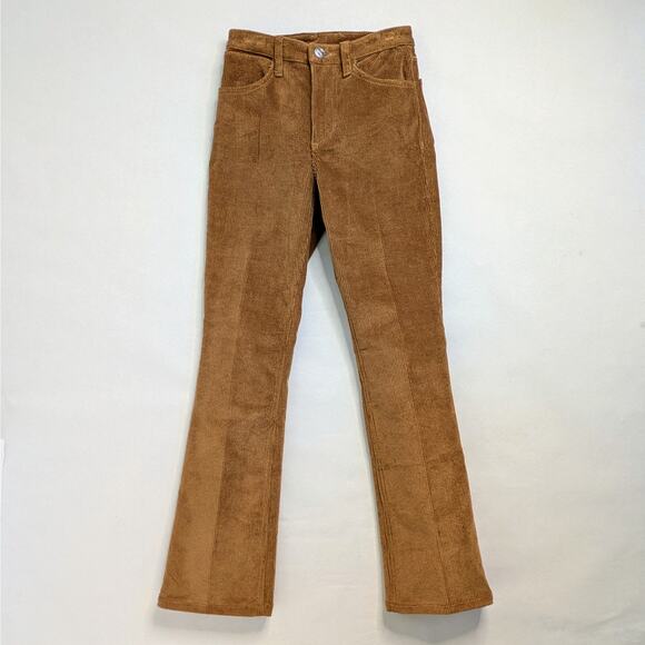 SPRWMN Pants Women's 23 Brown Cognac Corduroy Micro Flare Wide Wale Stretch - Picture 1 of 10